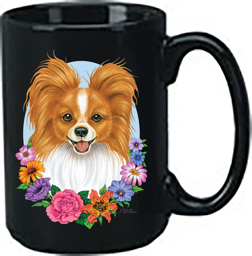 Papillion Red/White - Best of Breed Ceramic 15oz Coffee Black Mug