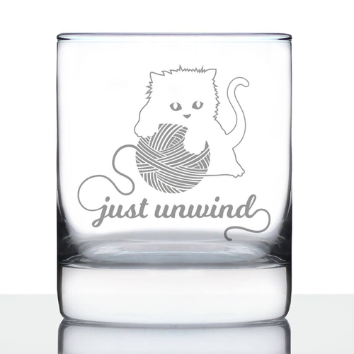 Just Unwind Whiskey Rocks Glass - Cat Gifts and Decor