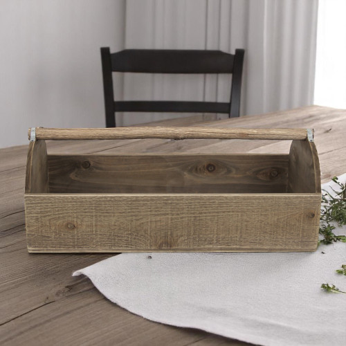 24" Brown Solid Wood Box