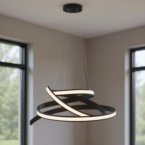 Black Metal LED Dimmable Smart Enabled Chandelier