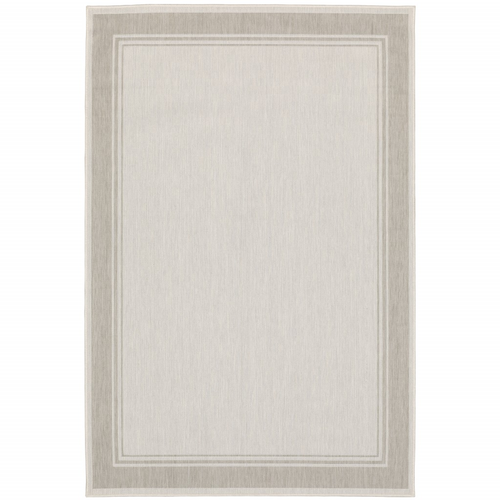 3' X 5' Gray and Ivory Indoor Outdoor Area Rug