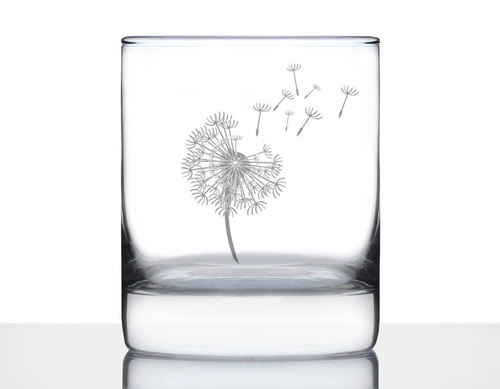 Dandelion Whiskey Rocks Glass - Floral Gifts and Decor
