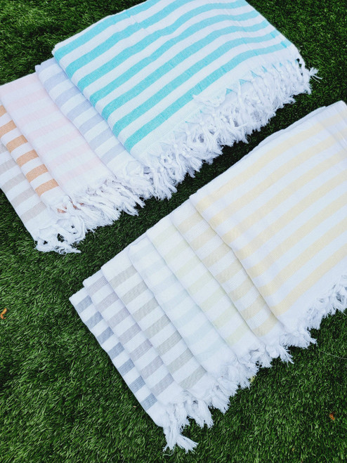 One sided Terry Towel - Sand free beach and Bath towel- Light Aqua