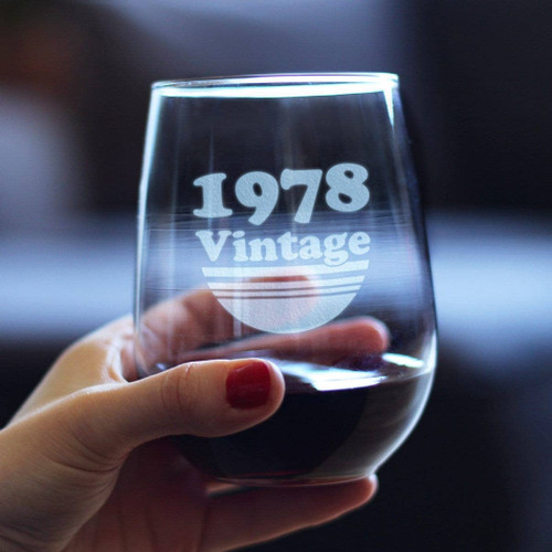 Vintage 1978 Stemless Wine Glass - 46th Birthday Gifts