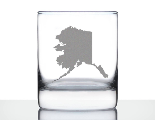 Alaska Outline Whiskey Rocks Glass - Alaskan Gifts and Decor