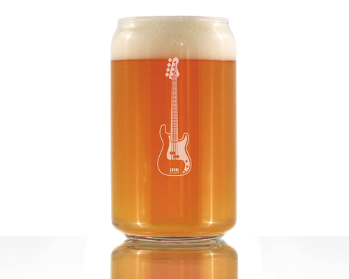 Electric Bass Guitar Beer Can Pint Glass - Musician Gifts