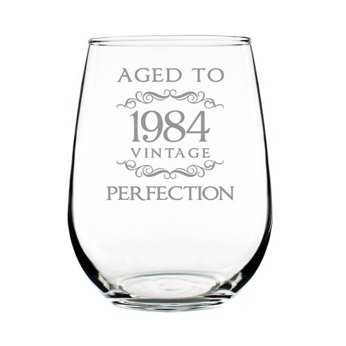 Aged to Perfection 84 Stemless Wine Glass 40th Birthday Gift
