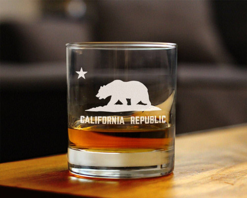 Flag of California Whiskey Rocks Glass - Californians Gifts