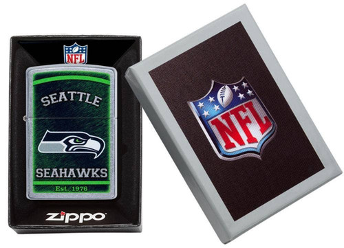 Zippo NFL Seattle Seahawks Street Chrome Finish Genuine Windproof Lighter 