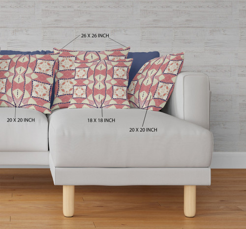 16" X 16" Red and White Geometric Indoor Outdoor Throw Pillow