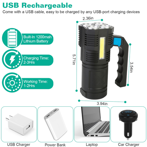 Super Bright LED Searchlight USB 