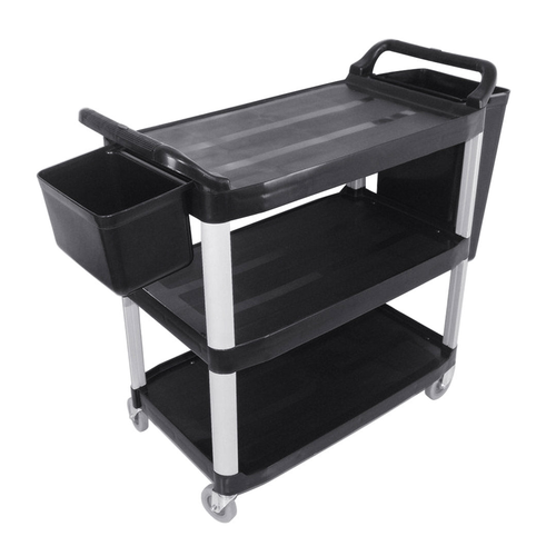 Tier Food Trolley Food Waste Cart With Two Bins Storage Kitchen 
