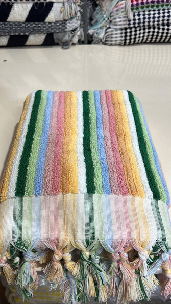 Bath Towels, Organic Turkish Cotton Pom Pom Towels