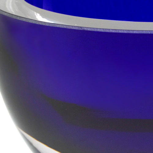 6 Mouth Blown European Made Lead Free Cobalt Blue Crystal Bowl