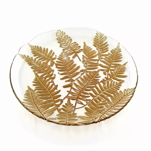FERN 13" Glass Charger Plate Gold