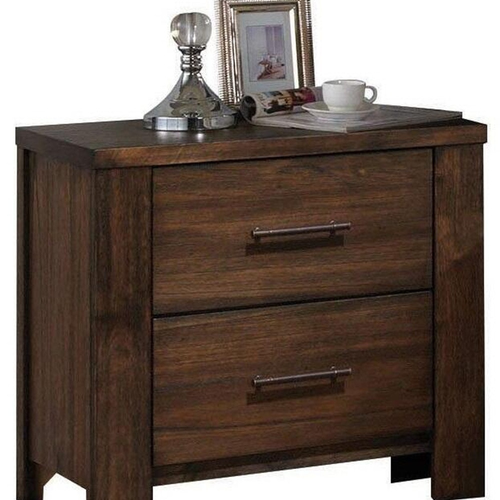 25" Brown Two Drawers Nightstand