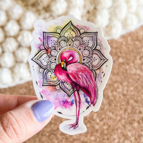 Flamingo In Watercolor Vinyl Sticker