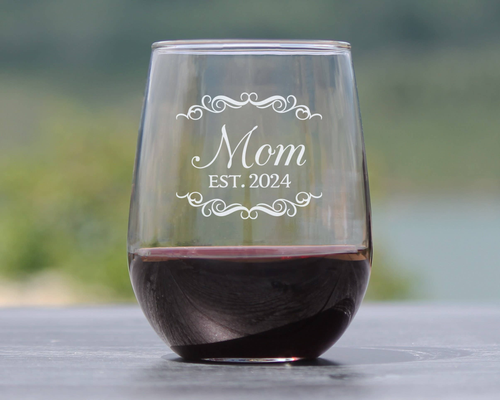 Decorative 2024 Mom Stemless Wine Glass - New Mom Gifts