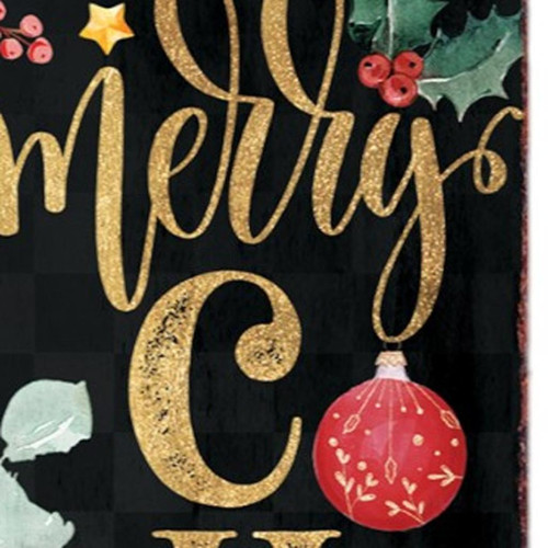 36" Black Gold Red And Green Christmas Tree Solid Wood Porch Sign