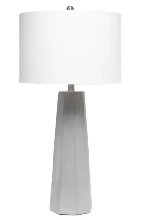 Lalia Home Concrete Pillar Table Lamp with White Fabric Shade