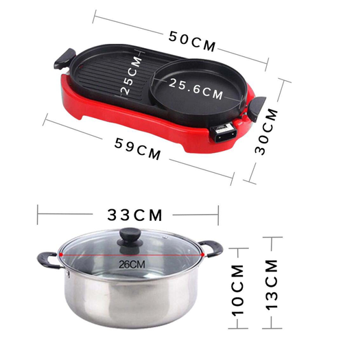 in  BBQ Electric Pan Grill Teppanyaki Stainless Steel Hot Pot Steamboat