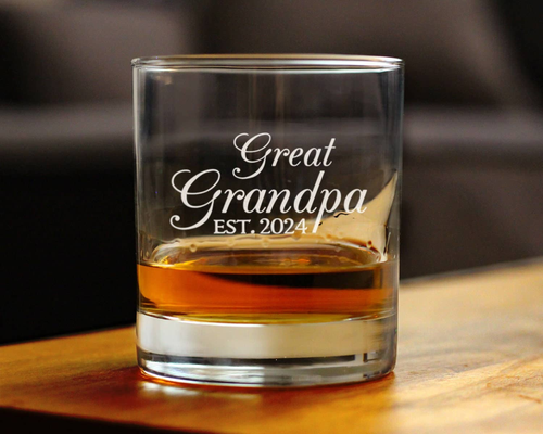 Decorative 2024 New Great Grandpa Whiskey Rocks Glass  Gifts