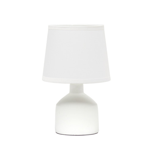 9" Off White Concrete Novelty Table Lamp With White Drum Shade
