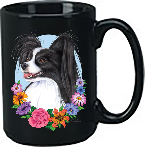 Papillion Black/White - Best of Breed Ceramic 15oz Coffee Black Mug
