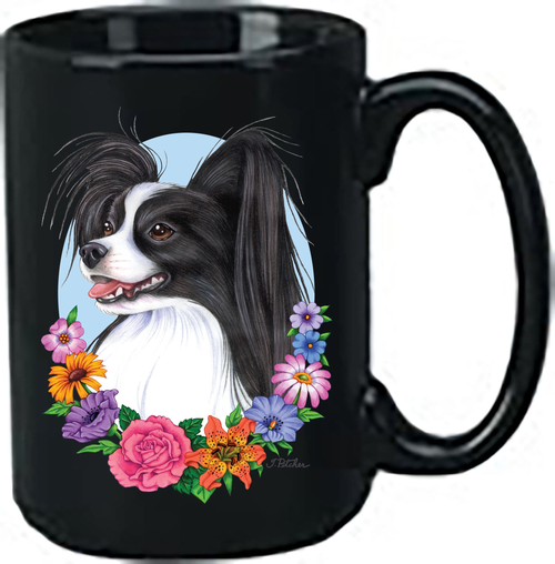Papillion Black/White - Best of Breed Ceramic 15oz Coffee Black Mug