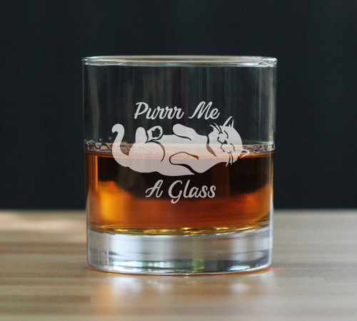 Purr Me A Glass Whiskey Rocks Glass - Cat Gifts and Decor