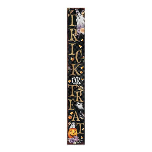 72" Black Gold Orange And Purple Halloween Ghost Solid Wood Porch Sign