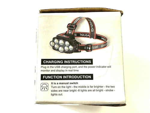 8 Led Ultra Bright Headlamp Head Light Flashlight Rechargeable Travel Outdoors