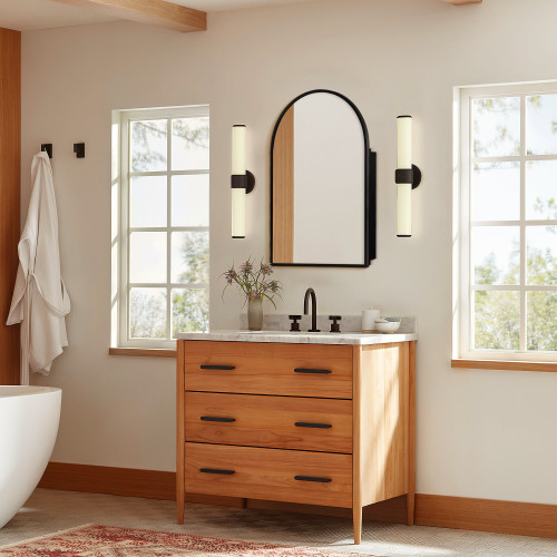 24" Black Arch Metal Framed Mirror Set