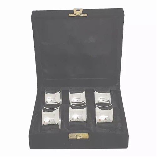 Set/6 Concave Napkin Rings Silver Plate