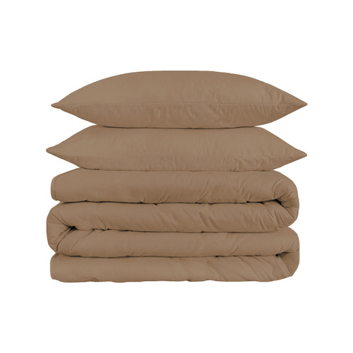 Taupe King Cotton Blend Washable Duvet Cover Set