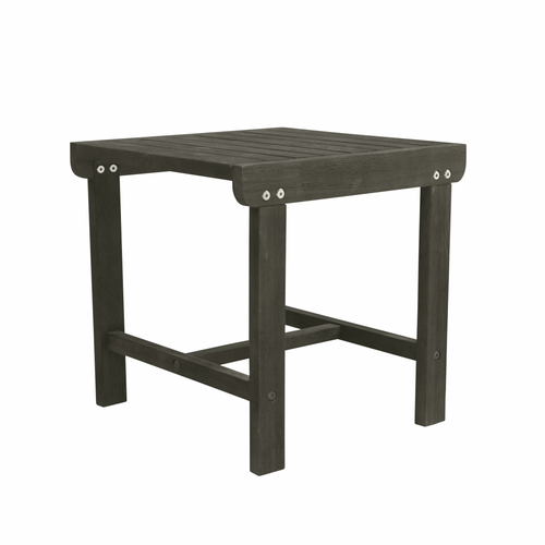 18" Dark Gray Square Solid Wood Outdoor Side Table