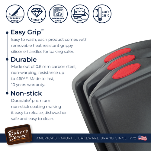 Baker's Secret Bakeware Sets - Baking Pans Set with Grip