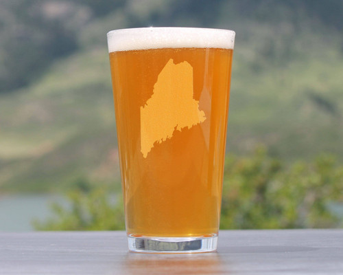 Maine Outline Pint Glass for Beer - Mainers Gifts and Decor