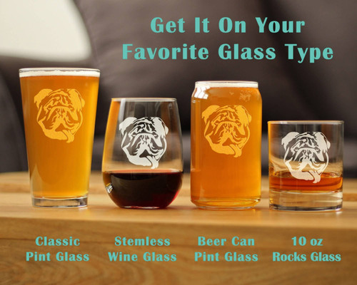 English Bulldog Pint Glass for Beer - Bulldog Dogs Gifts