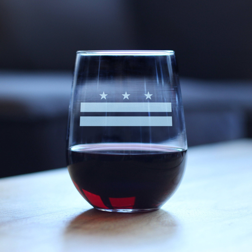Flag of Washington DC Stemless Wine Glass - DC Flag Gifts
