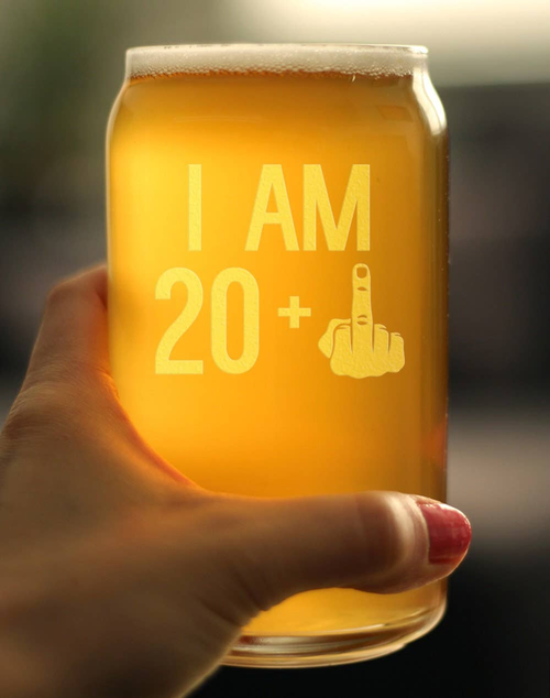 21st Birthday Gifts - 20 Middle Finger Beer Can Pint Glass