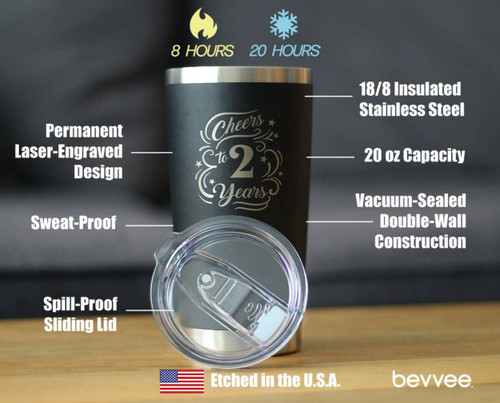 Cheers 2  Insulated Travel Tumbler - 2nd Anniversary Gifts