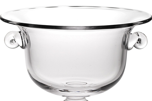 11" Clear Mouth Blown Crystal Round Pedestal Centerpiece Bowl