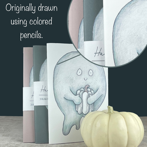 Handmade Saddle Bound Notebooks- Pumpkin & Ghosts - 3 Notebook Bundle