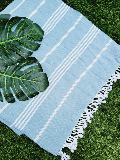 Throw/Blanket Turkish Towel Easy carry Quick Dry FADED AQUA