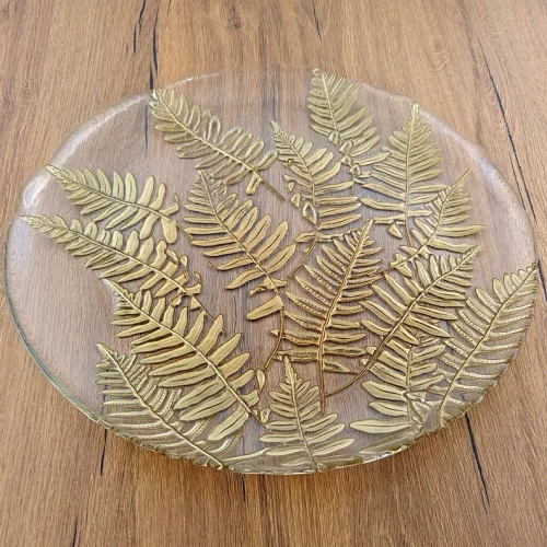 FERN 13" Glass Charger Plate Gold
