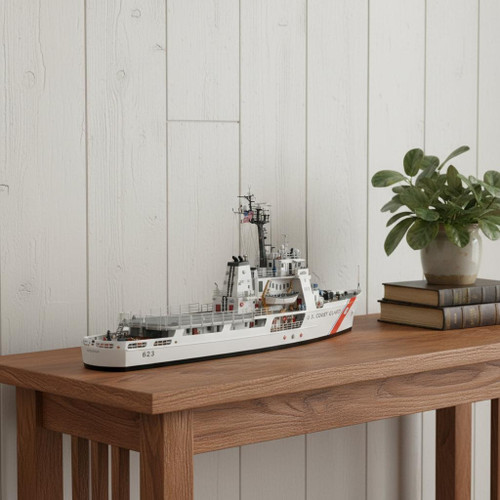 10" Unfinished Wood Hand Painted Model Boat