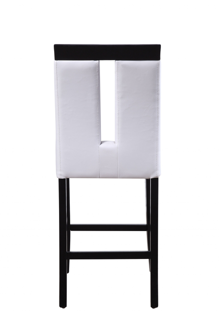 Set of Two White And Black Upholstered Faux Leather Dining Side Chairs