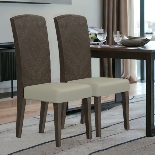 Set of Two Gray And Espresso Upholstered Dining Side Chairs