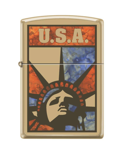 Zippo Fuzion Liberty USA Flag High Polish Brass Windproof Lighter 